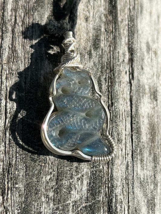 Labradorite Carved Snake Pendant