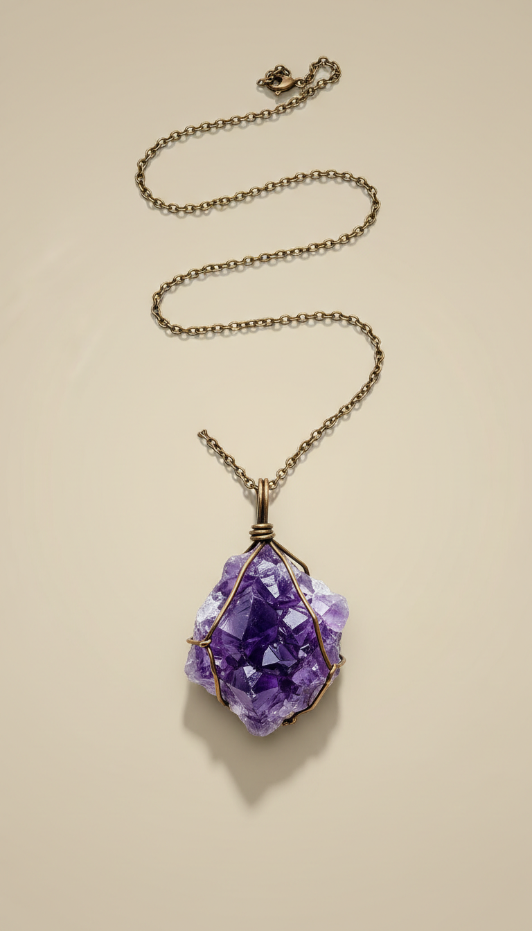 Raw Amethyst Pendant Necklace