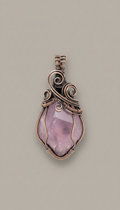 Rose Amethyst Wire-Wrapped Pendant